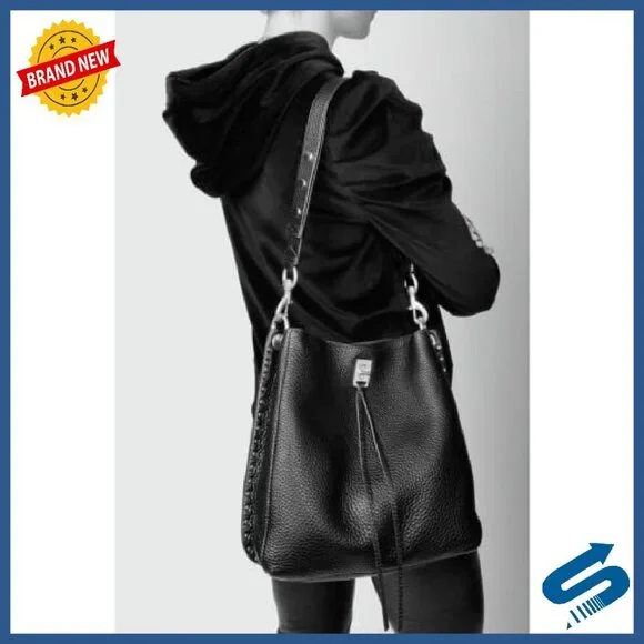 Small Genuine Leather Shoulder Bag with Twist Lock Closure - Picture 6 of 7